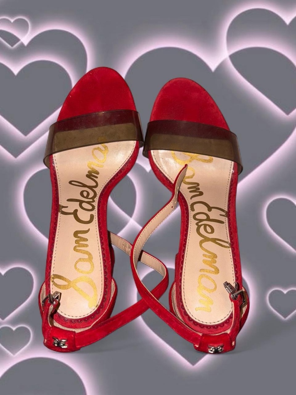 Sam Edelman red suede ankle strap heels 👠❤️